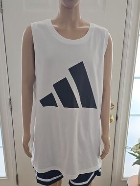 ADIDAS BRAND SIGNATURE MEN'S BIG AND TALL WHITE TANK TOP SIZE 2XLT